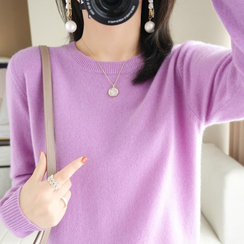 Женский свитер с круглым вырезом, осень-зима, базовый пуловер, теплые повседневные джемперы, корейская модная весенняя трикотажная рубашка, нижняя рубашка