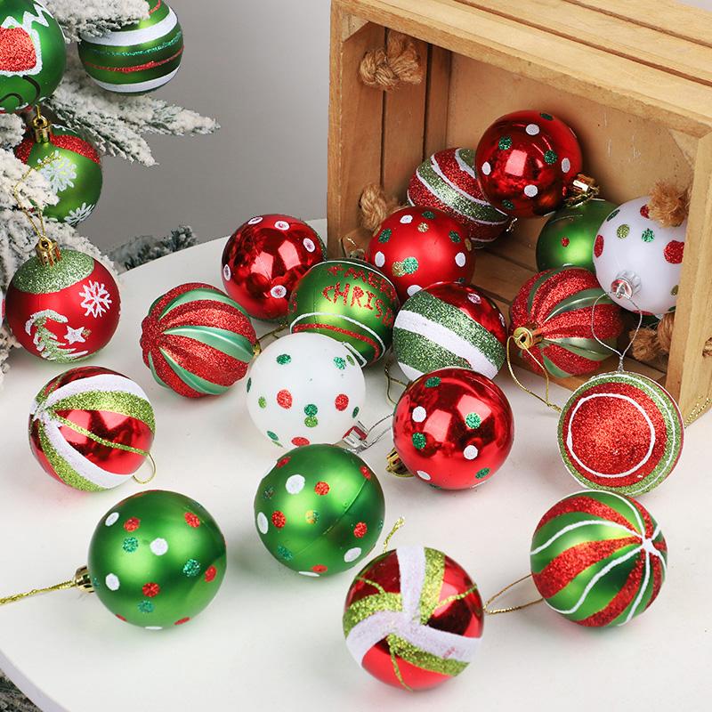 6pcs 6cm Painted Christmas Ball Decorations Green Monster Xmas Tree Ornaments Hanging Pendant New Year Party Home Decor