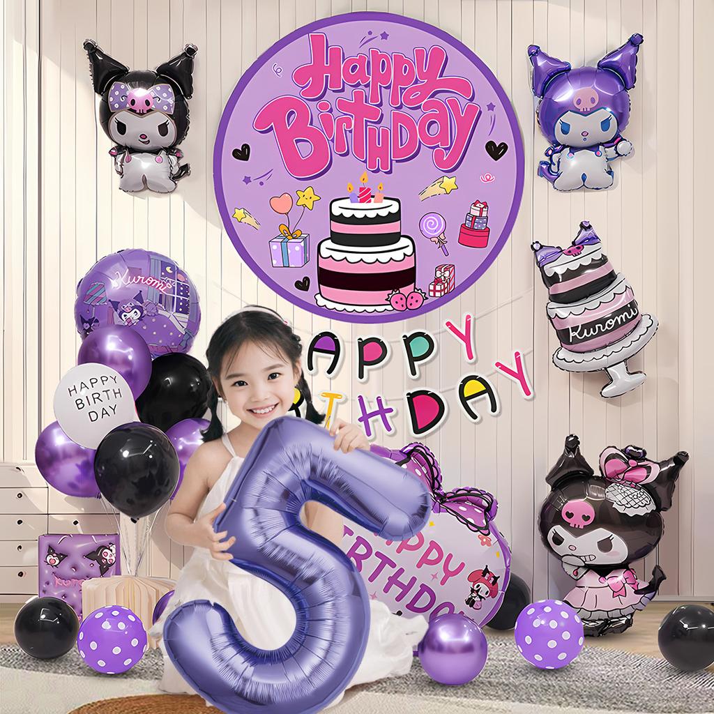 Pony Poly Aluminum Film Balloon Poster Baby Children'S Birthday One Year Old Girl Party Background Scene Decoration