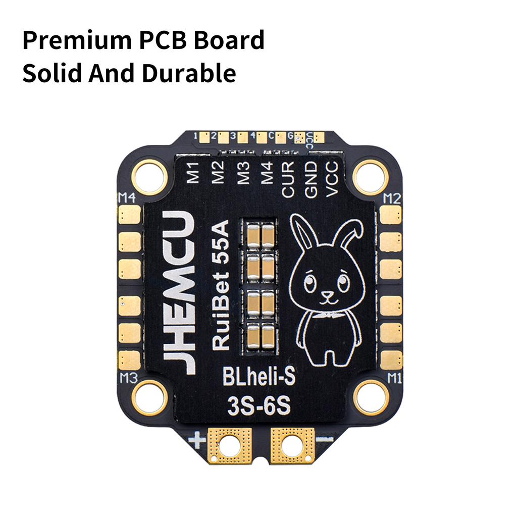 JHEMCU RuiBet 55A BLHELI_S Dshot600 3-6S Бесщеточный регулятор скорости 4 в 1 30X30 мм для полетов FPV вольным стилем