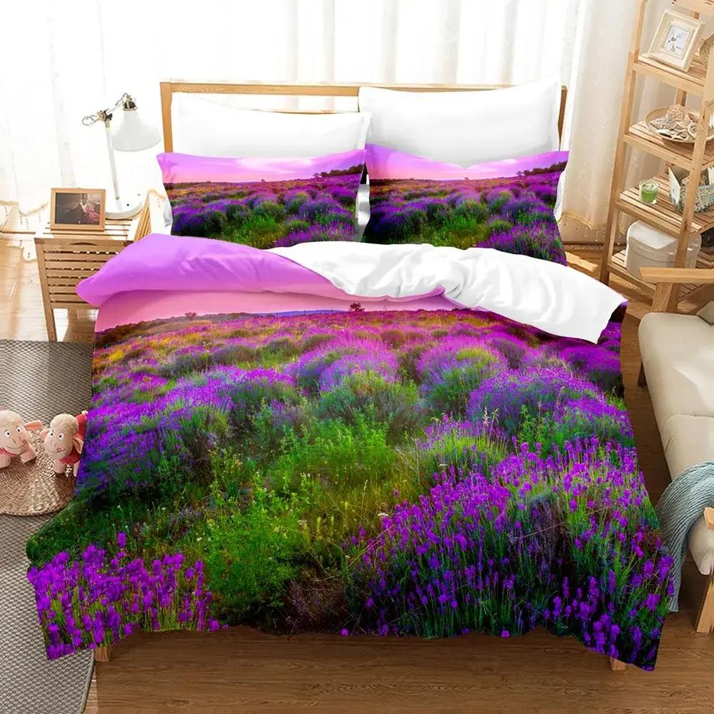Комплект пододеяльников Natural Landscape Blue Sky Lawn Flower Double Queen King Size 2/3 шт. Полиэстеровое одеяло для детей, подростков и взрослых