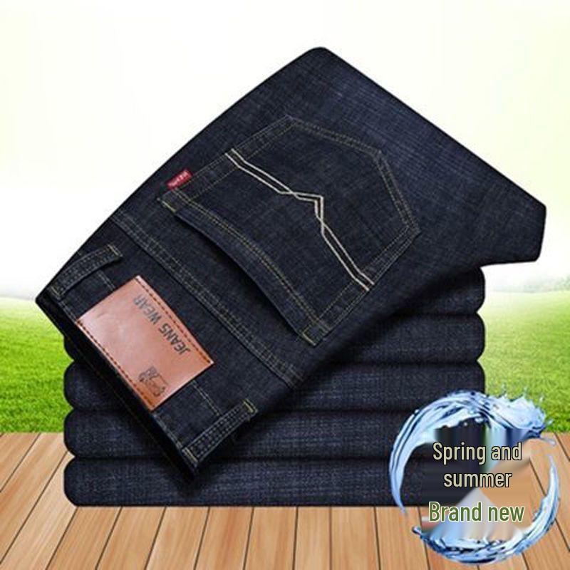 Мужские стрейчевые джинсы больших размеров - Прямые, Свободного кроя, Повседневная деловая одежда, Осень/Зима