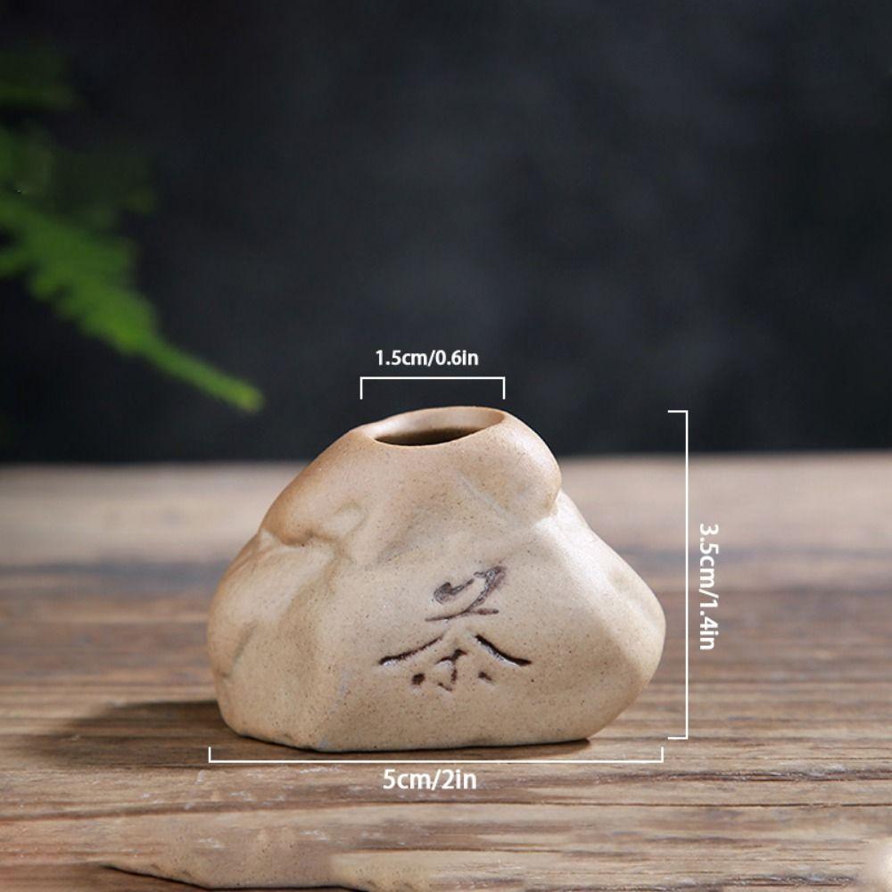 Ceramic Ceramic Zen Hydroponic Vase Rough Desktop Small Vase Retro Stone Shape Vase  Tea Table