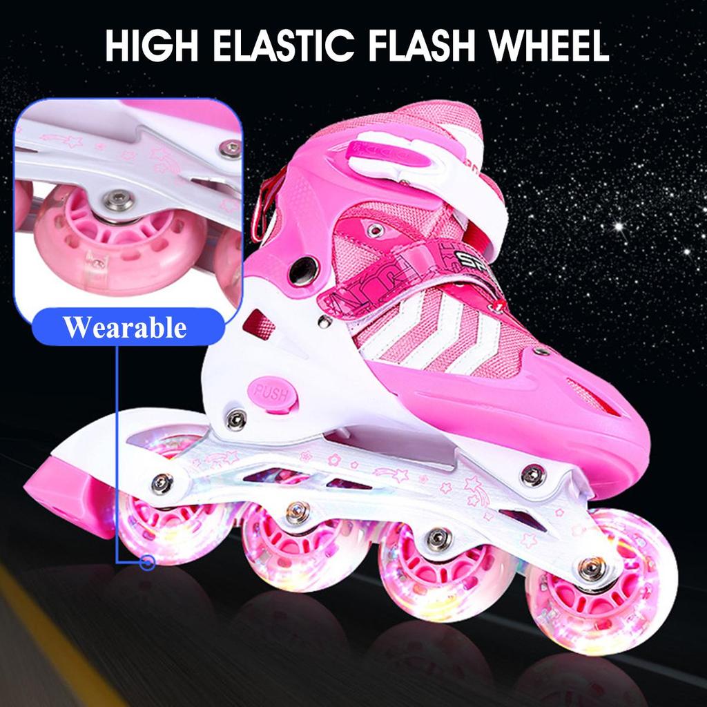 Светящиеся детские роликовые коньки со вспышкой для мальчиков и девочек, размеры S/M/L, Рождественский подарок для детей, удобные дышащие