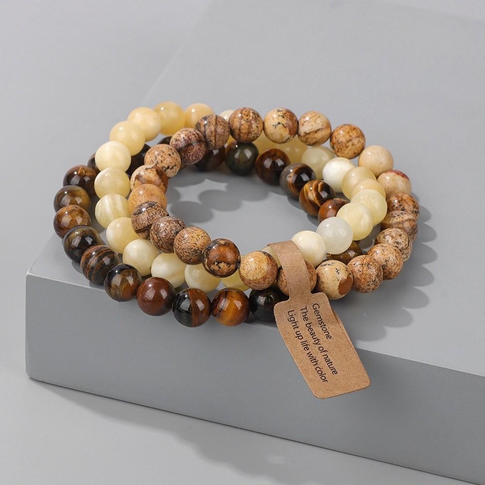 3Pcs/set 8mm Crystal Beads Bracelet Multi Color Combination Bracelet Bohemian Style Bracelet Set