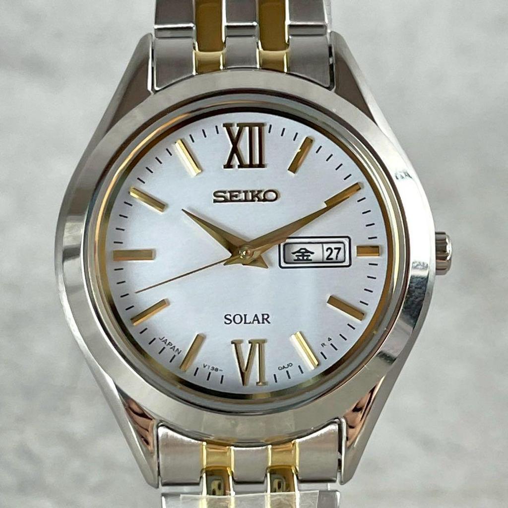 [USED] Seiko Solar-powered Radio-controlled Watch with Date Display, Combination Dial