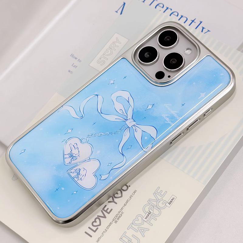 Гальванизированный серебристый чехол с капельным клеем для iPhone 13/14/15 Pro Max и Huawei P70 Pro