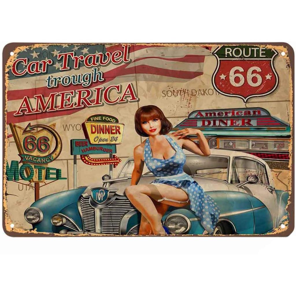 Металлические жестяные таблички Pinup Girls Garage Настенные художественные постеры Табличка Винтажная железная живопись Декорация для дома Кафе Гаража Клуба Ба