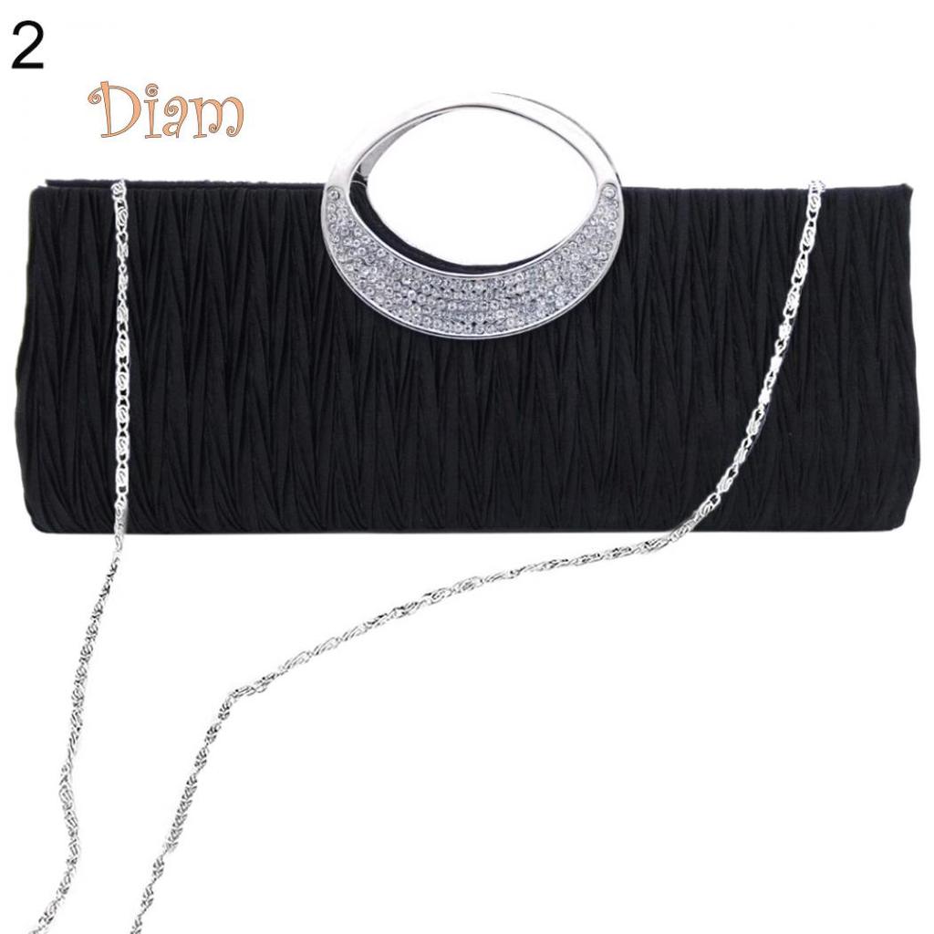GQ Женская роскошная атласная плиссированная вечерняя сумка со стразами, вечерняя сумочка-клатч