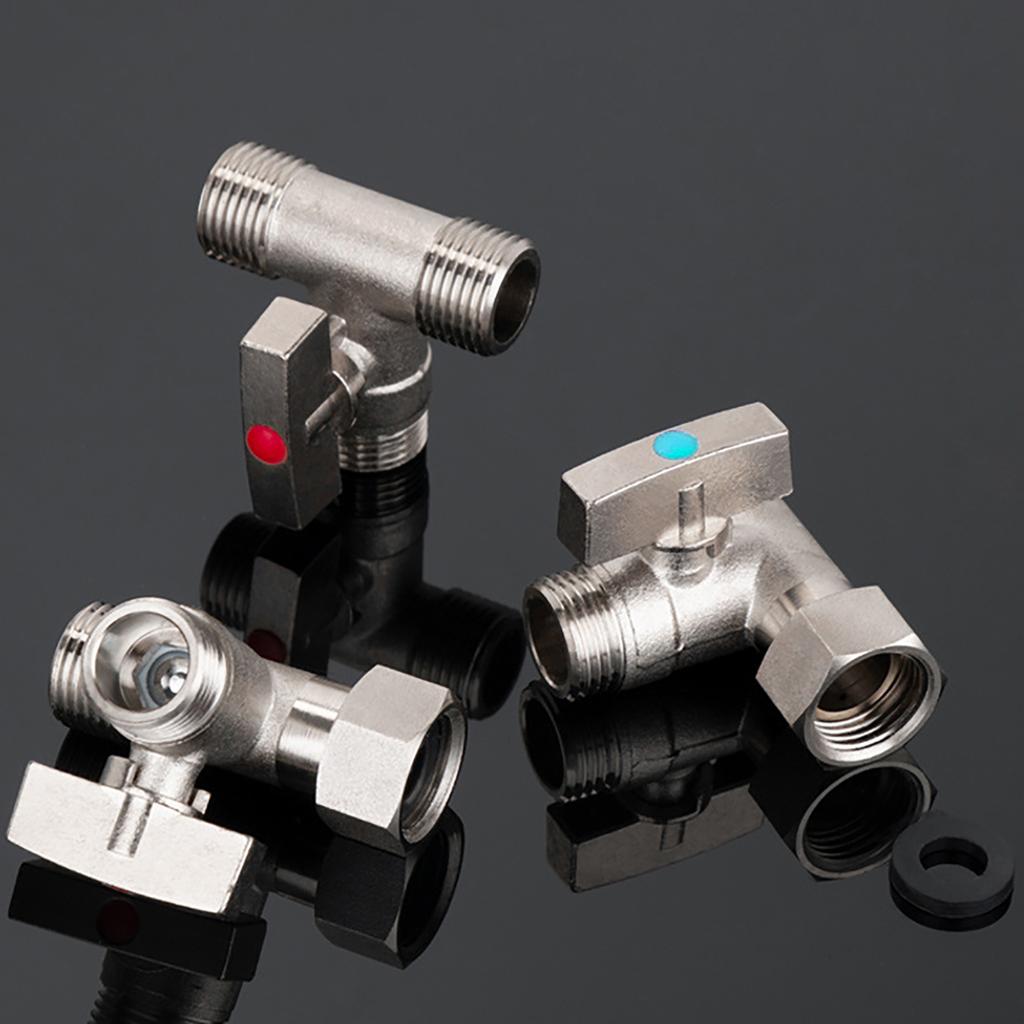 Steel Tee Stop Valve Adapter T Connector Valve Adapter Multipurpose Valves for Bidet Sprayer & Toilet Tank Installation