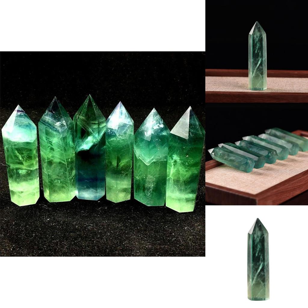 Radiant Natural Green Fluorite Quartz Crystal Point Hexagonal Wand For Healing And Reiki