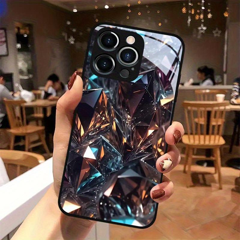Стильный чехол из закаленного стекла с узором из кристаллов для iPhone 17 16 15 14 13 12 11 Pro Max 17 Air 7 8 Plus XS X XR