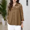 ZANZEA Women Casual Hollow Crochet Patchwork Loose 3/4 Sleeve Blouse