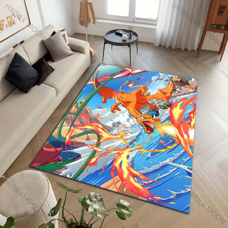 Japanese Anime Pokémon Charizard Printing Carpet for Living Room Bedroom Kid's Room Home Decor Area Rug Sofa Cloakroom Play Mat