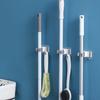 Space-Saving Wall-Mounted Mop Self-adhesive Broom Stand Mop Holder Clip with Hook Bathroom Kitchen