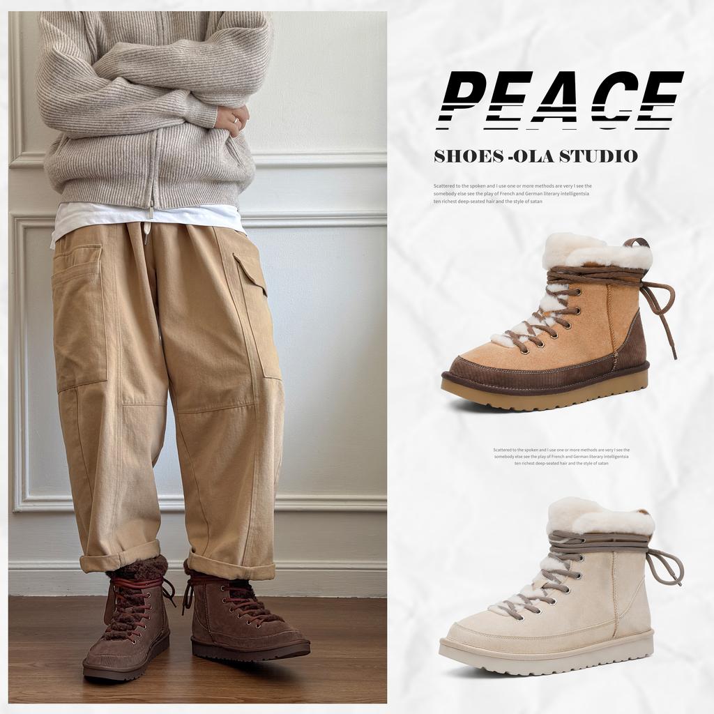 Unisex Warm Lined Boots High Top Shoes Winter Walking and Commuting Casual Outdoor Travel Seasonal Everyday Footwear Sizes 36-44