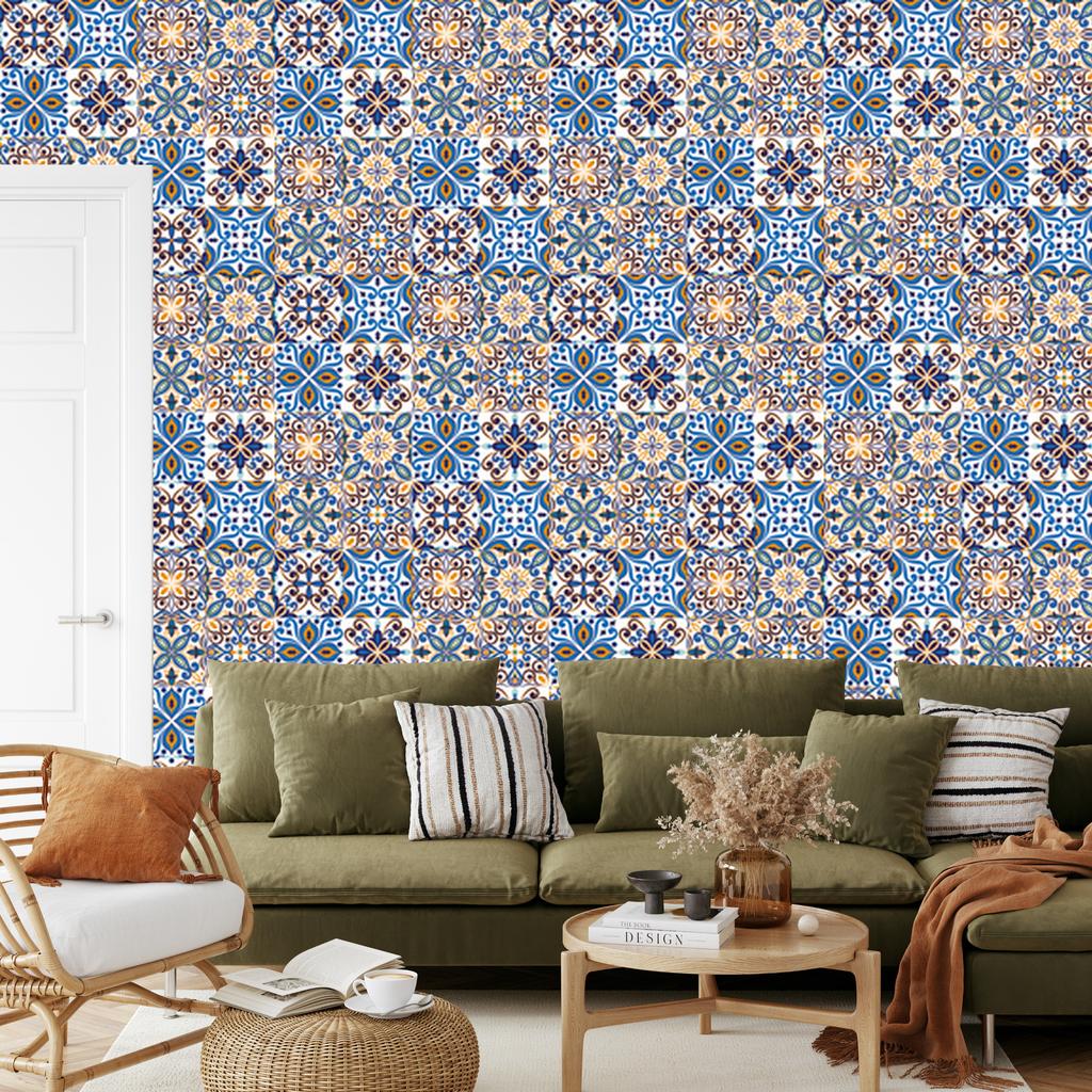 Wallpaper Imitation colorful mosaic tiles for living room and bedroom 50x1000