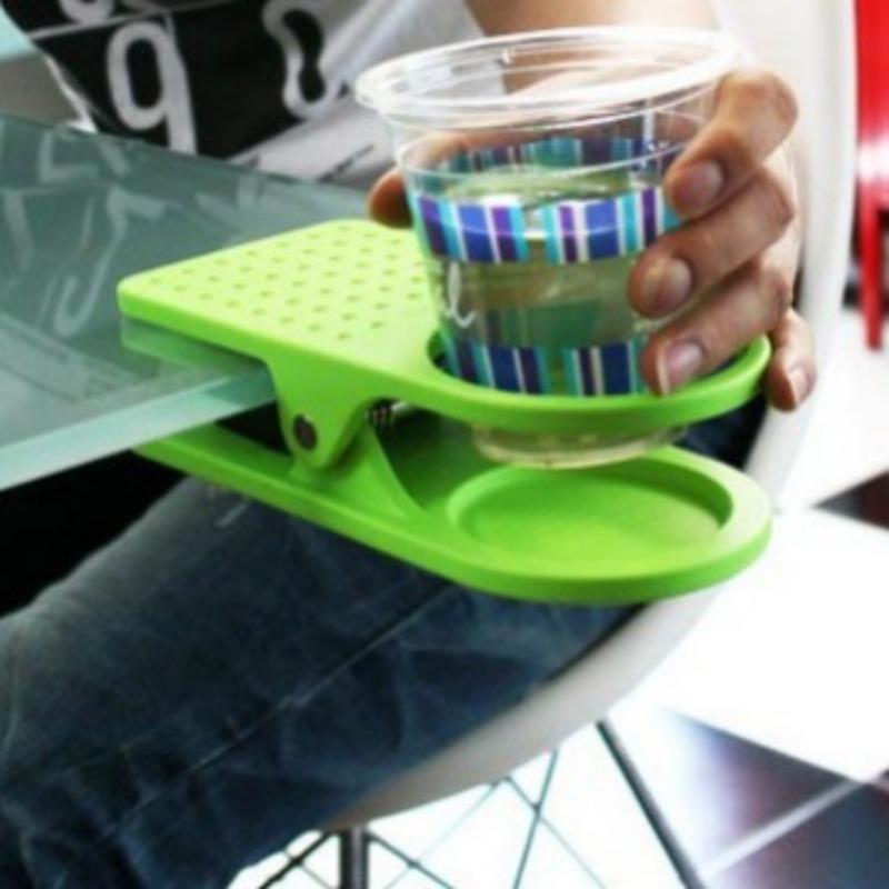 Creative Large Tableside Water Cup Holder, Plastic Cup Rack, Office Tableside Clip-on Cup Holder, Large Clip
