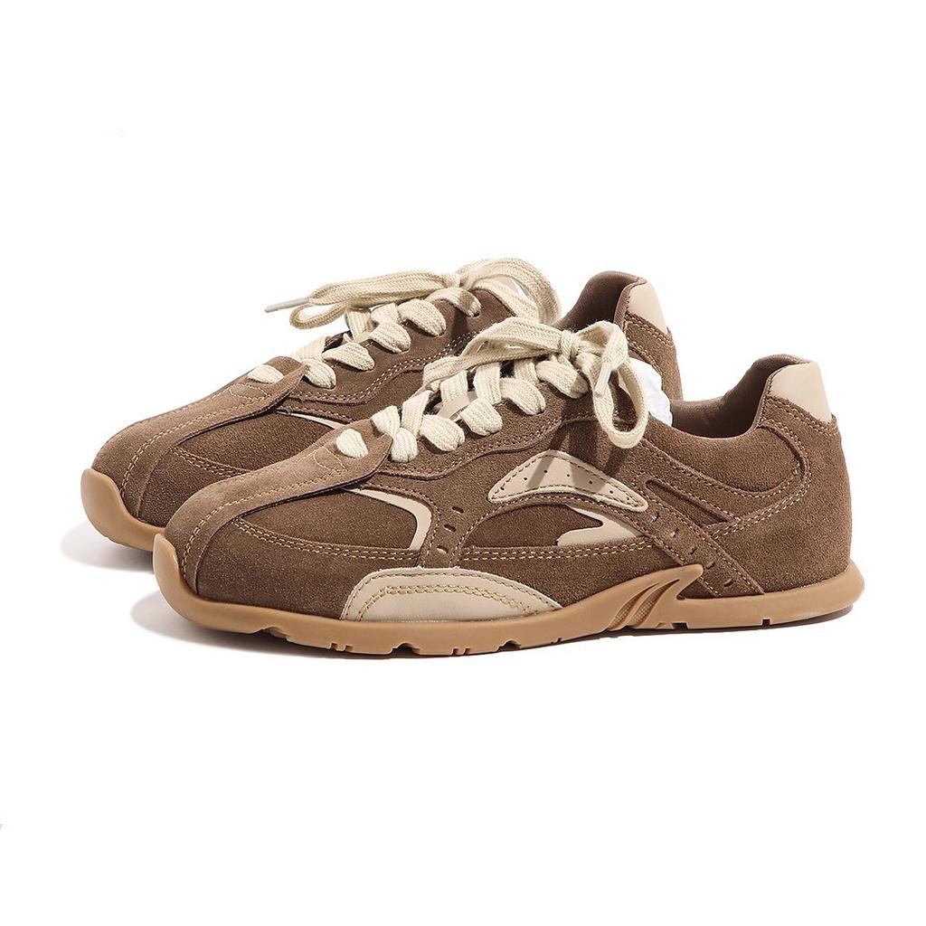 American Retro Color Matching Forrest Gump Shoes Women's 2024 Winter New Matte Leather Soft Sole Light Casual Sports Training Shoes