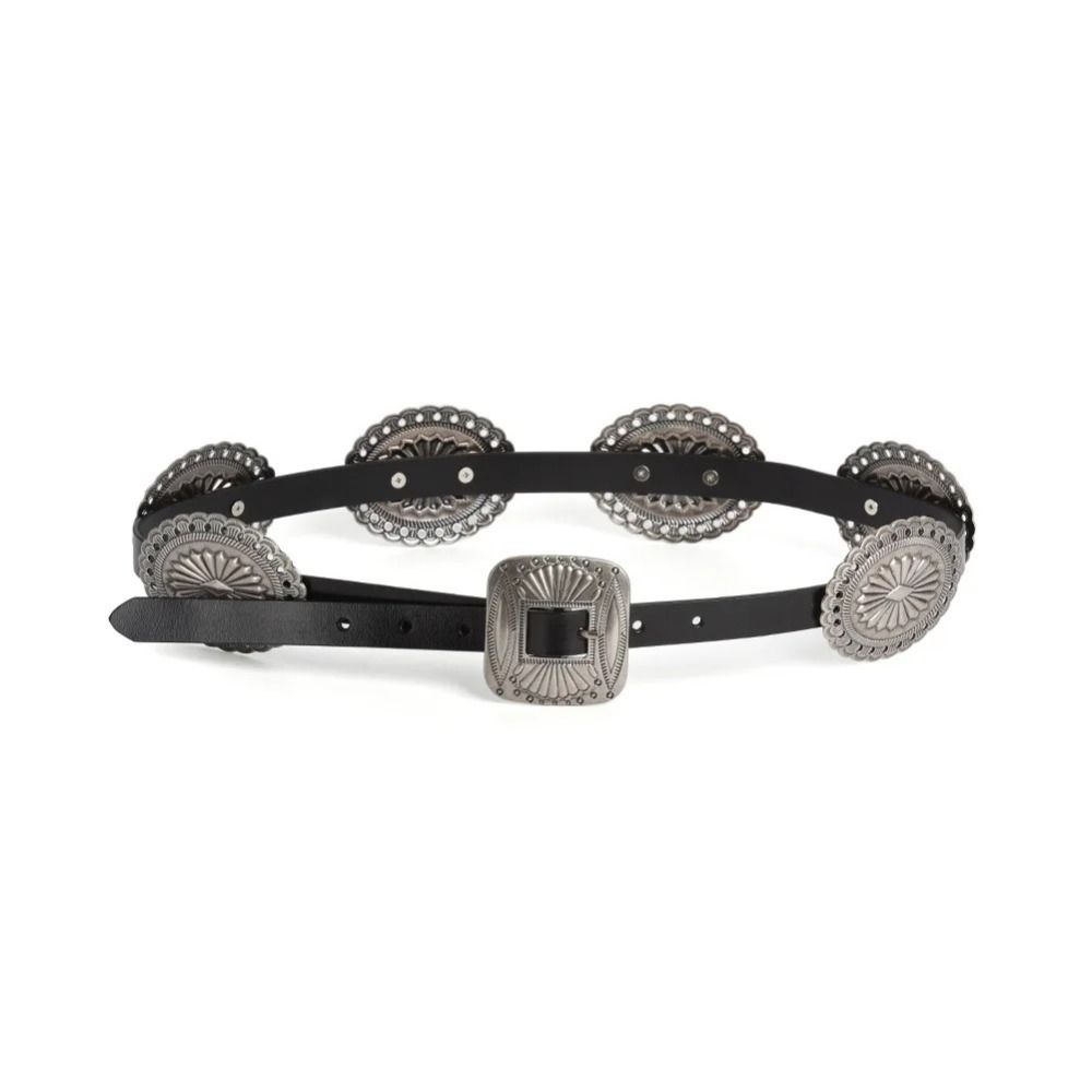 Wide Bohemian Style Belts Western Style Cowboy Ethnic Style Waistband Metal Carved Belts Women