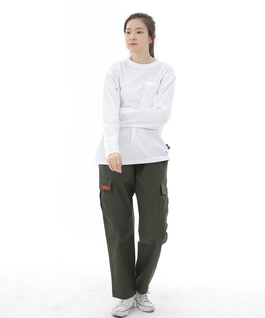 Хлопковые брюки-карго twill Seinteukeulu, полуширокие, цвет хаки, Cs-301C