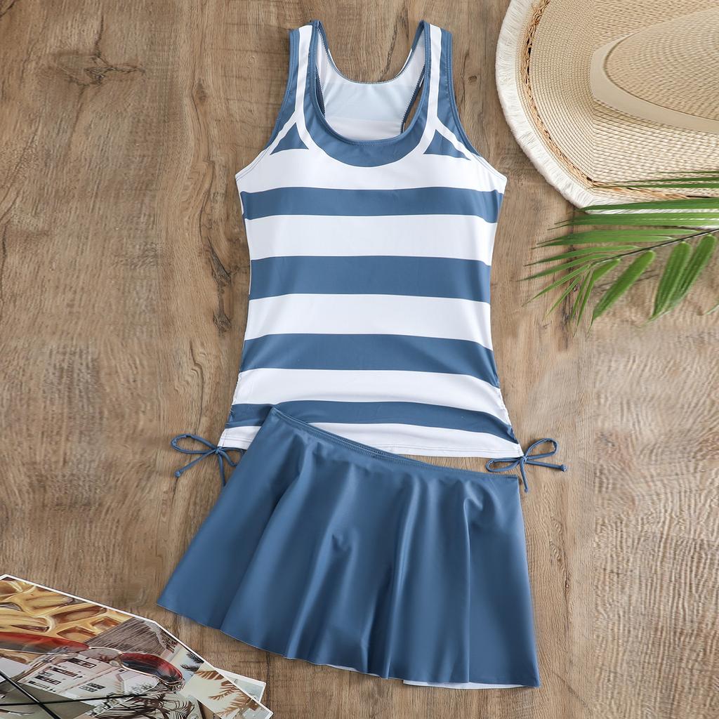 Женский раздельный модный сексуальный купальник с юбкой с принтом и подкладкой для груди без стальной поддержки