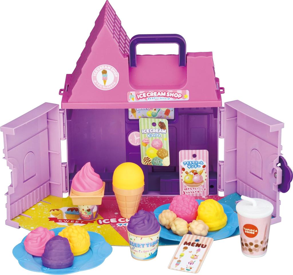 Yuai Toys Pretend Play House Ice Cream Shop for Kids Pretend Store Portable No Batteries Required Bag Size 182 X 93 X 210mm Ages 3 and Up Approx.
