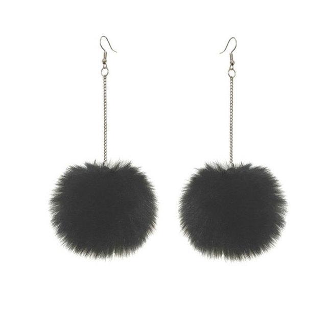 New Big Pompom Drop Earrings Fashion Soft Rabbit Fur Ball Pompom Pendant Long Dangle Earrings For Women Girl Party Gifts