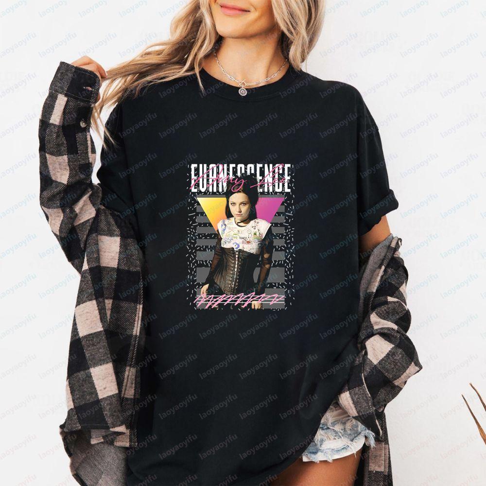 Amy Lee Rock Band Summer Trend Harajuku ShortSleeved Unisexs and WoUnisexs Universal Pattern LargeTShirt