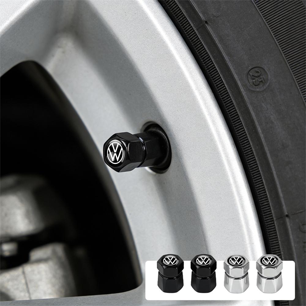 Metal Alloy 4Pcs Car Wheel Tire Air Valve Dust Caps Rim Accessories Auto Valve for Volkswagen VW CC GTI Passat Polo R Line Golf