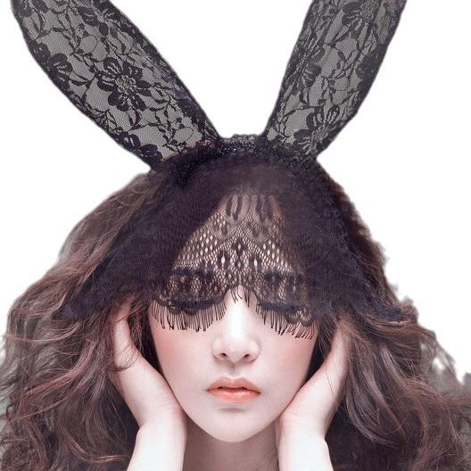 Sexy Lingerie Uniform Seduction Accessories Lace Veil Eye Mask Rabbit Long Ears Headband Hairpin