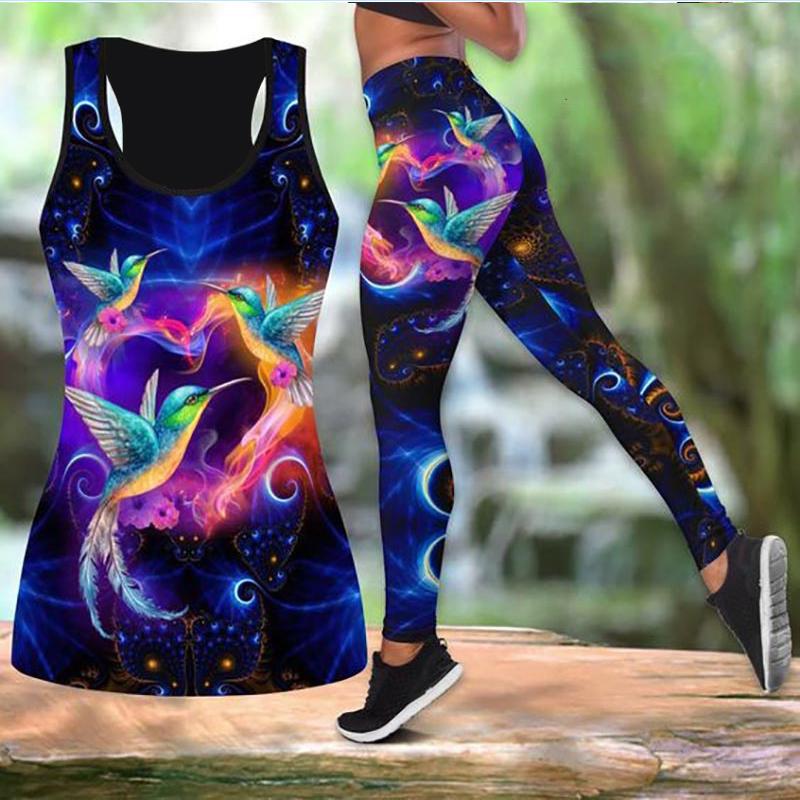 Экипировка для йоги с принтом сороки для женщин, модные леггинсы для тренировок с 3D принтом, спортивные повседневные штаны для фитнеса с высокой талией