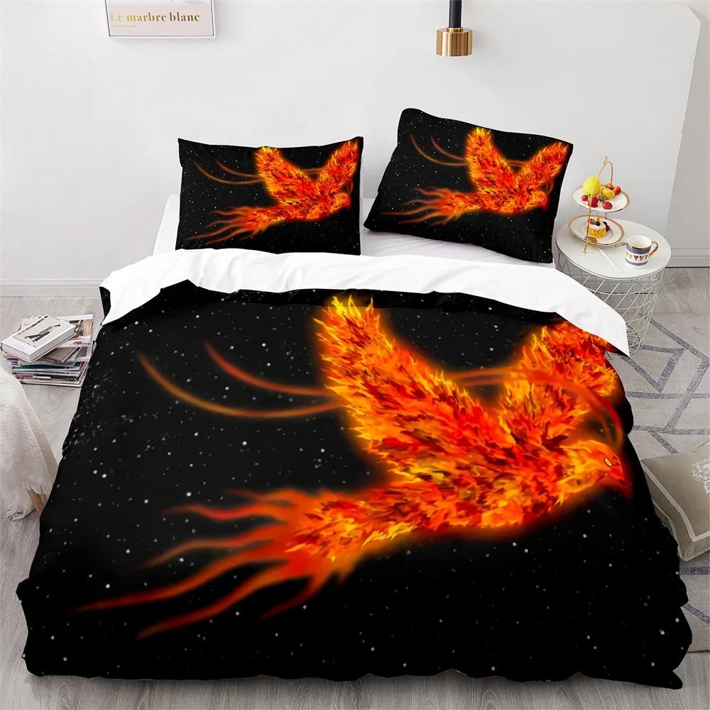 Phoenix Nirvana Duvet Cover Set Soft Fire Patterned Bedding Sets for Children Adults Teens Polyester Comforter Cover King Size