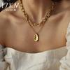 Punk Multilayered Gold Chunky Chain Choker Necklace for Women Fashion Irregular Round Pendant Necklace 2021 Trend Jewelry