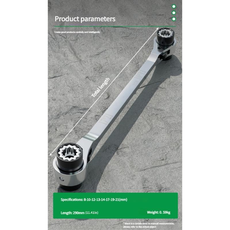 Многоразмерный трещоточный ключ с двусторонним дизайном для механиков, DIY-проектов, конструкция из коррозионностойкой стали