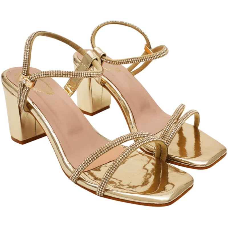 Shoetopia Девочки Каблук-1246 Золотой Сандалия на Каблуке - 5 UK (Девочки-Каблук-1246-Золотой)