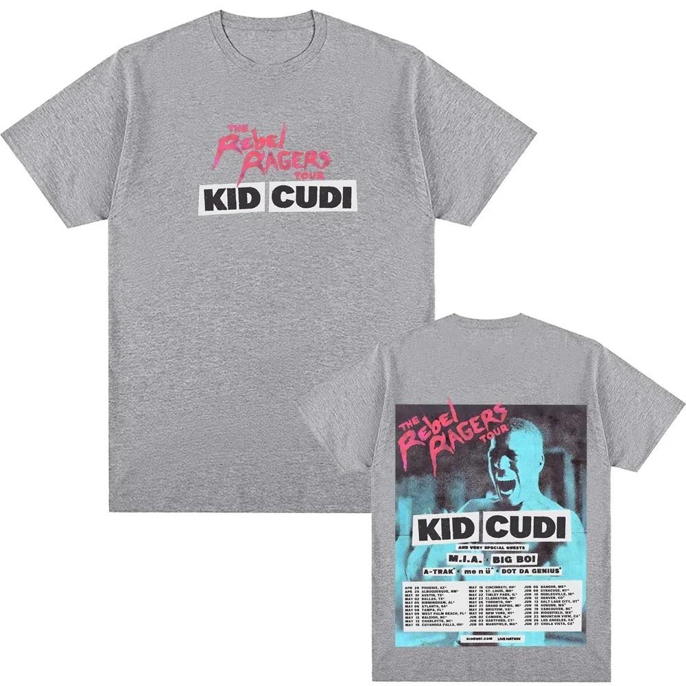 2026 Rebel Ragers Tour T-Shirt American Rapper Kid Cudi High Quality Short Sleeve T-Shirt Unisex Gothic Women Unisex T-Shirt Y2K