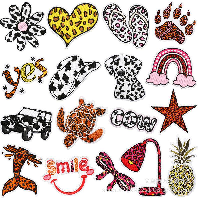 Нашивки с коровьим узором, хвостом русалки, леопардовым принтом и черепахой для украшения одежды и настольной лампы