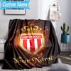Custom Name Monaco Crest Emblem Flannel Blanket, Use for Birthday/Holiday Gift, Soft Blanket for Sofa/Bed/Camping/Office, Home Decor