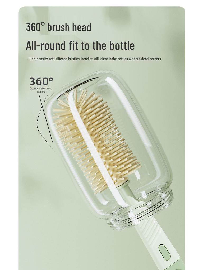 Travel Baby Bottle Brush Set with Silicone Nipple Brush, Draining Rack, Straw & Crevice Brushes