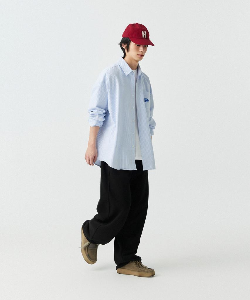 STENDS [M~4Xl] Arch Logo Oxford Washed Shirt_Stripe Blue