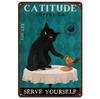 Retro Cat Coffee Metal Tin Sign Vintage Kitchen Signs Wall Decor Because Murder Is Wrong Funny Signs Bar Decorations Art Poster