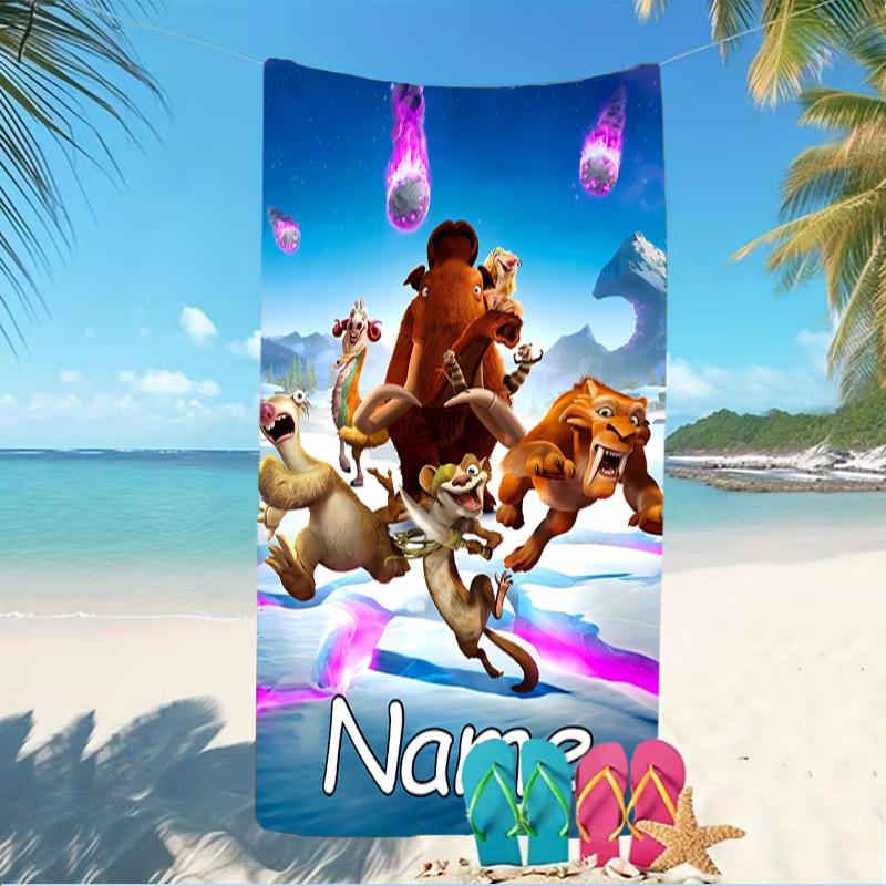 Customizable personalized beach towels Ice Age Dawn of the Dinosaurs themed designs.Suitable for the beach, yoga, sports;ideal as beach accessories