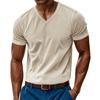 Мужская вельветовая футболка с V-образным вырезом, летняя трикотажная футболка с коротким рукавом, повседневный деловой топ для работы, отдыха, улицы