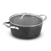 Forge Aluminum Casserole 24cm 4.1l Stone Effect Glass Lid Tfi Hight_ft24tfi