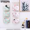 Cotton and Linen Fabric Three-layer Bag Hanging Door Storage Bag Hanging Bag Dormitory Wall Sundries Multi-function Storage Bag