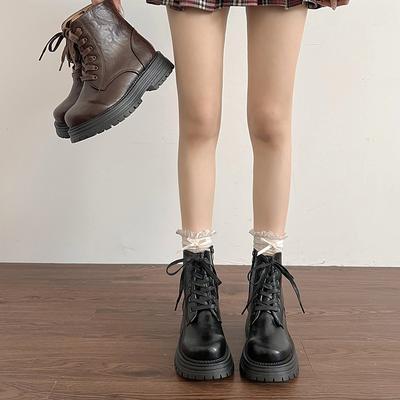 Модные осенне-зимние плюшевые теплые ботильоны для женщин 2024 Новые панк массивные туфли на платформе Женские ботинки на толстой подошве Нескользящие мотоциклетные ботинки