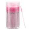 100 Pcs Disposable Mascara Wands & Crystal Eyebrow Spoolies Brush for Eyelash Extensions Pink Lash Brushes Container