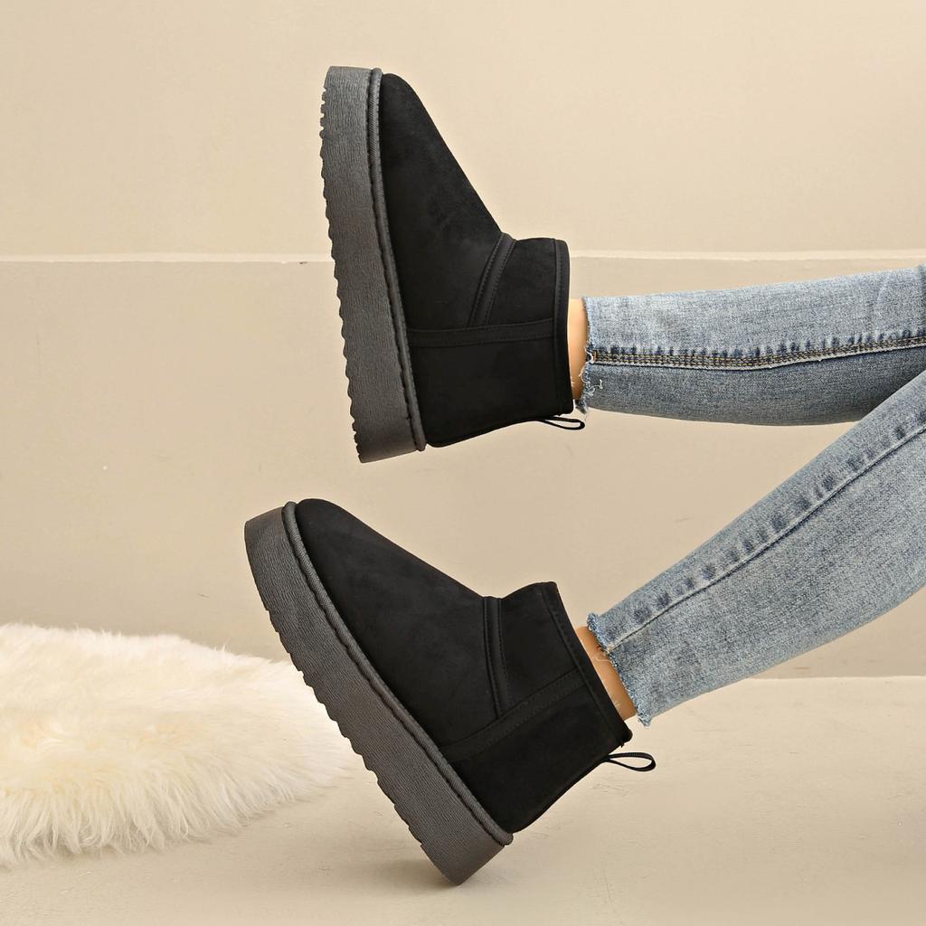 Зимние женские высокие хлопковые ботинки, утепленные, морозостойкие, теплые, нескользящие, короткие ботинки, новые бархатные на толстой подошве, оптом