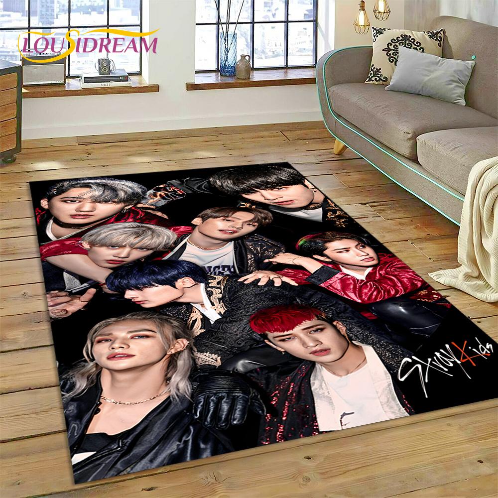HD Korea Kpop Stray Kids 3D Singer Rug Carpet for Living Room Bedroom Home Decor,Floor Mat Non-slip Decoration for Sofa Doormat